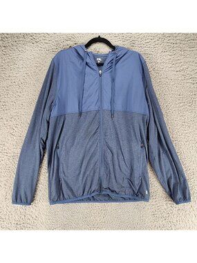 Right of Way Jacket Mens XL Blue Long Sleeve Full Zip Hoodie Sweatshirt